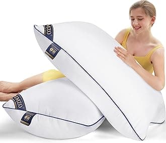 Supportive Firm Bed Pillows for Sleeping- Standard Size, Set of 2, Cooling Hotel Quality with Premium Soft Down Alternative Fill for Back, Stomach or Side Sleepers, 20''x26''