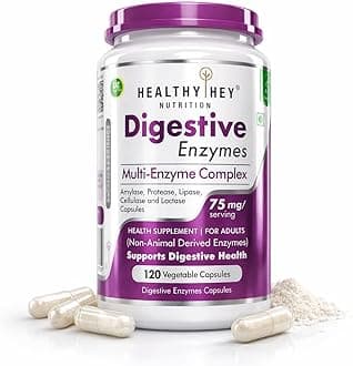 Digestive Enzymes Capsules - Amylase, Lipase, Protease, Multi-Enzyme Complex Tablet - 120 Vegetable Capsules