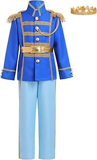 Prince Costume for Boys Medieval Royal Prince Jacket Pants Crown Birthday Party King Halloween Fancy Outfit
