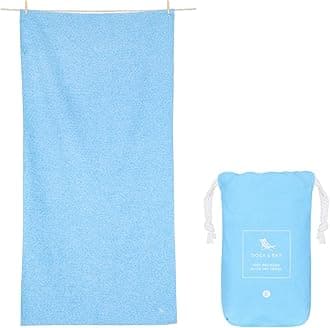 Dock & Bay Beach Towel - Quick Dry, Sand Free - Compact, Lightweight - 100% Recycled - Includes Bag - Essential - Lagoon Blue - Large (160x90cm, 63x35")