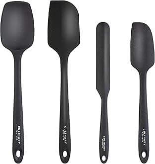 Culinary Couture 4-Piece Black Baking Spatula Set - Rubber Spatulas Silicone Heat Resistant, BPA-Free - Spatula Set for Nonstick Cookware - Silicone Baking Utensils