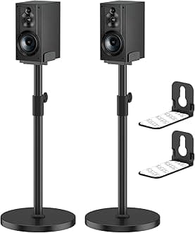 Heavy-Duty Speaker Stands Pair for Sony Speaker Stands SS-CS5/SS-CS5M2/SS-CS8/SA-Z9R with Soundbar Mounts, Adjustable Dual Side Fits for 5–11" Surround Sound Speakers WR Cable Management