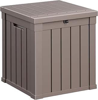 PatioZen 50 Gallon Resin Deck Box, Lockable Patio Outdoor Storage Box for Furniture, Garden Tools and Tools Storage, Waterproof Outside Storage Boxes - Grey