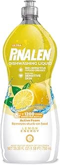 PINALEN Dishwashing Liquid Soap - Lemon Energy Scent - 25.3 fl oz - Active Foam Dishwashing Soap - Removes Grease & Stuck-On Food - Safe for Sensitive Skin