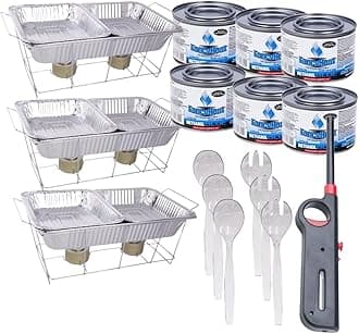 24 Piece Party Serving Kit Includes Chafing Kits and Serving Utensils For All Types Of Parties And Events | Disposable Party Set With A Free Handy Lighter