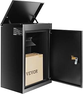 VEVOR Parcel Drop Boxes for Outside 15.4" x 10.6" x 20.5", Galvanized Steel Wall Mount Mailbox with Coded Lock, Anti-Theft Baffle, IPX3 Waterproof Lockable Large Mailbox for Porch, Curbside