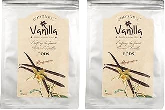 Goodness Vanilla 100% Natural Premium Vanilla Bean Pods for Cooking, Baking, Coffee Brewing, Ice Cream and Desserts - 100 gm Each (Pack of 2)
