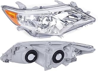 Headlight Assembly for 2012 2013 2014 Camry Models Front Right Passenger Side Chrome Headlight Projector Headlamp Replacement 8115006470, 8111006470