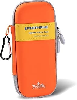 Empty Hard-Shell Carry Case for EpiPen, Ultra Slim Holder for 2 Epi Pen Auto-Injectors, High-Visibility, Splash Resistant, Compact Travel Size for First Responder & Allergy Sufferer (Yellow)