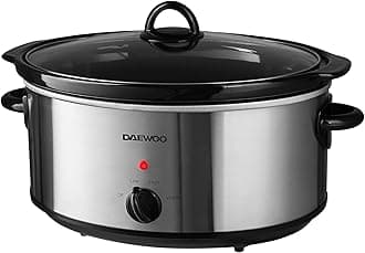 6.5L Slow Cooker – Large Family Size Electric Cooker with Removable Ceramic Pot & Glass Lid, 3 Heat Settings (Low, High, Keep Warm), Energy Efficient, Ideal for Stews & Curries, Black