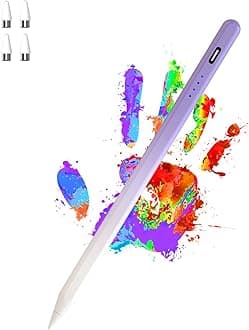 Acitve Stylus Pens for Touch Screens, iPad Pencil with 4 POM Tips Magnetic Stylus Pen for iPad/Pro/Air/Mini/Phone/Samsung/Huawei/Lenovo/iOS/Android and Other Smartphone Devices - Purple