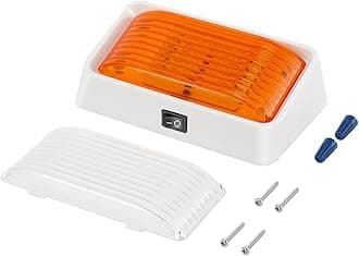 Kohree LED RV Porch Light Exterior Utility Light, 12V Lighting Fixture with Switch LED Panel, 280 Lumen, Replacement Lighting for RVs, Trailers, Campers, 5th Wheels. White Base, Clear and Amber Lenses