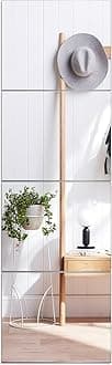 VASUHOMEGlass Full Length Wall Mirror Tiles - [14 x12 Inch - 4PCS], Frameless Full Body Mirror for Home Gym, Bedroom, Living Room - Versatile Wall Mirror with Unrivaled Clarity