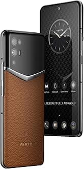 VERTU i Calfskin 5G Phone, Unlocked Smartphone, Secure Encrypted, 64MP Camera, 12+512G, 120Hz FHD+(1080 * 2400) OLED Display, Dual SIM, Fast Charge (Ochre Brown)