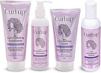 Curl Up Ultra Defining Bundle with Curly Hair Shampoo, Conditioner, Leave in Curl Cream & Hair Gel - For Dry Frizzy, Wavy & Curly Hair - Sulphate Paraben And Silicone Free (Combo of 4)