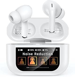 Wireless Earbuds, Bluetooth 5.4 Ear Buds with Smart Touchscreen Case, ENC Noise Cancelling Headphones with 48H Playtime, Bass Stereo Sound, Compatible with iPhone Air/17/16/15/14/Android, Pad