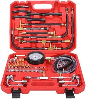 Yonligonju Fuel Injection Pressure Tester Kit 0-140 PSI Pro Auto Fuel Pressure Gauge for Fits Most Cars and Trucks
