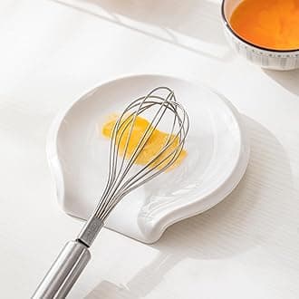 Spoon Rest for Stove Top, 5.5 Inches Kitchen Spoon Holder, Ceramic Spoon Rest Stove Top, Kitchen, Coffee, Set for 1, White