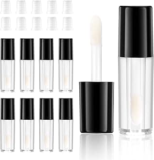 10 Pcs Empty Lip Gloss Tubes with Wand, Clear Plastic Lip Gloss Container 1.2 ml Mini Refillable Cosmetic Containers Bottles Lips Balm Bottle for Lipstick Samples DIY Makeup Lipgloss Making Kit