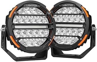 Lightfox 9" LED Driving Lights Round, 20,178 LM Spot Light Built-in DRL with Protective Covers, Adjustable Angle with Wiring Harness, IP68 for Offroad Jeep Wrangler Truck Pickup SUV