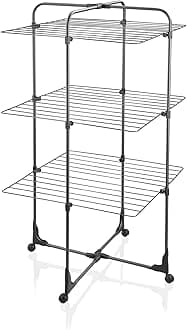 Leifheit Classic Tower 270 Standing Clothes Airer, Folding Clothes Rack for Outdoor & Indoor, 27 m Clothes Horse with multiple Hooks for Hangers, Leifheit Airer, Black
