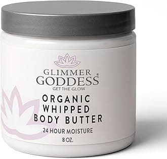 Organic Whipped Body Butter for Women - Moisturizer Cream with Shea & Cocoa Butter, Almonds & Coconut Oil - Lemon Cream, 8oz