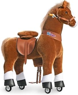 PonyCycle Mechanical Ride On Pony Hobby Horse Toy with Wheels Classic Model U Plush Walking Animal Rideable Horse for Older Big Kids Ages 7 to adults Indoor Outdoor Riding Horse Toy Brown Ux524