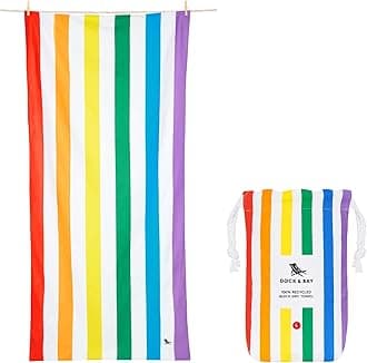 Dock & Bay Beach Towel - Quick Dry, Sand Free - Compact, Lightweight - 100% Recycled - Includes Bag - Summer - Rainbow Skies - Extra Large (200x90cm, 78x35)