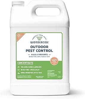 Outdoor Pest Control Spray Concentrate with Natural Essential Oils - Mosquito, Ant, Roach, and Insect Killer, Treatment, and Repellent - Safe Around Pets, Plants, Kids - 1 Gallon