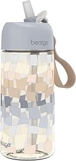 Bentgo Kids Water Bottle (Whimsy & Wonder Collection) - Leak-Proof Durable Tritan 15 oz. Cup for Kids/Toddlers 3+; Flip-Up Safe-Sip Straw for School, Sports, Daycare, Camp & More (Checker Gradient)