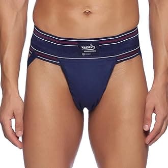 Omtex Men's Athletic Wolf Stretchable Supporter Jockstraps with Cup Pocket, Ideal for Workout and Sports Quick Dry Moisture Wicking Underwear Navy Blue - Small