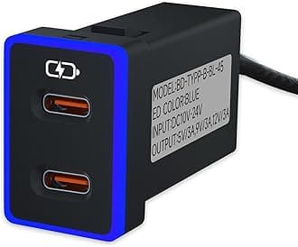 Car Charger for Toyota USB C Dual Port Charger PD 3.0 Type C Fast Charging with LED Light Show,Compatible with Smart Phone,Tablet,and More (Blue 1.3x0.9inch