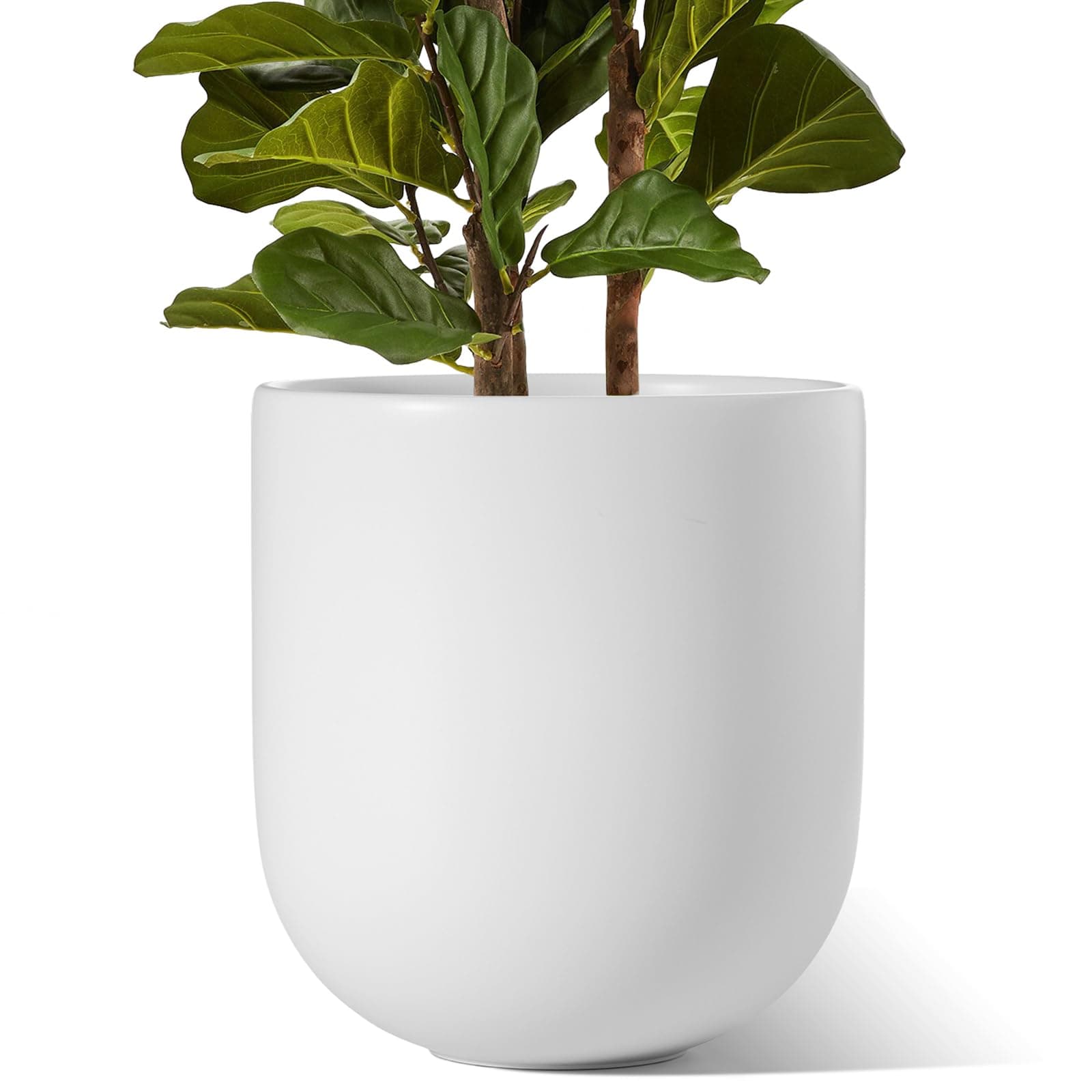 30 cm Plant Pot, Ceramic Large Planters for Indoor Plants, Indoor Plant Pots for Home Garden Patio Office, Outdoor Flower Pots with Drainage Holes and Rubber Plug, White