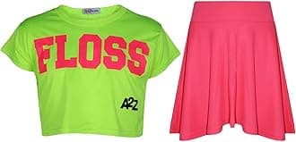 A2Z 4 Kids Girls T-Shirt and Skater Skirt Set Short Sleeve Top and Flared Skirt Outfit Stylish Summer Clothing for Kids Casual Matching Set for Holidays, Parties, Everyday Wear Age 5-13