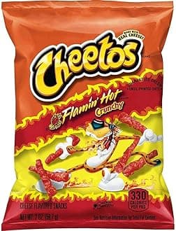 Cheetos Cheese Snacks, Crunchy Hot, 2-Ounce Large Single Serve Bags (Pack of 64)