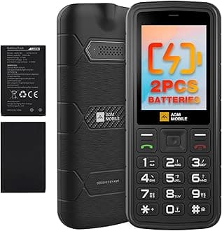 AGM M9 Rugged Feature Cell Phone, 4G Basic Mobile Phone, Waterproof & Drop-Proof, Large Buttons, Large Font, Speed Dial, 3 Card Slots, FM Radio, Flashlight, 2PCS 1000mAh Batteries, for T-Mobile ONLY