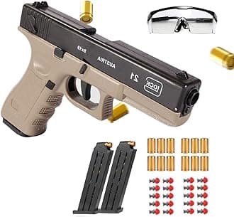 Moonmen Foam Blaster Sets, EVA Safety Shell Ejecting Blaster with Magazine, Birthday Gift Toy for Children (Auto Loading - Glock Sand)