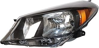 Headlight Set Assembly Fit for Toyota Yaris/Vitz 2012 2013 2014, Direct Replacement Hatchback Model Headlamp, Driver Side (Left) -Black Background