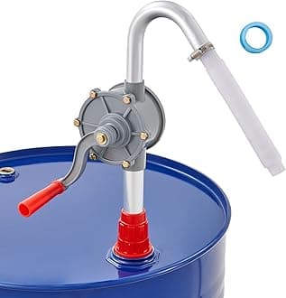 VEVOR Drum Pump, 6 GPM Flow, Rotary Barrel Pump Hand Crank, Fits 5 to 55 Gallon Drums with 3-Section Suction Tube Assembly and Hose, Designed to Transfer Fuel, Oil, Diesel, Kerosene, Aluminum Alloy