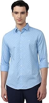 Peter EnglandMen's Printed Slim Fit Party Branded Insignia Full Sleeve Casual Shirt Cotton