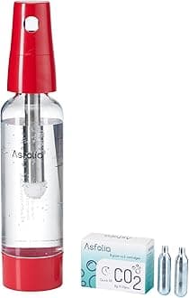Asfolia portable sparkling water maker with 10PCS 8g cylinders （red）