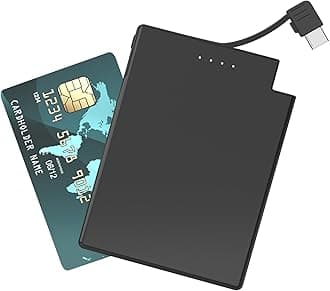 Slim Portable Charger with Built in Cable - Ultra Thin Power Bank Compatible with iPhone 15 Series Samsung Galaxy/Note Google Pixel and Other Android USB-C Smartphones