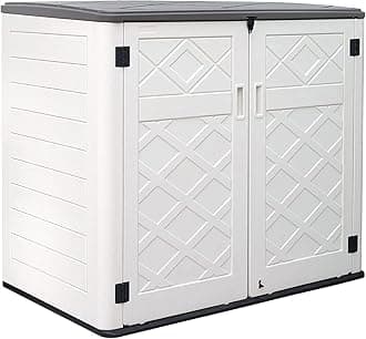 Larger Outdoor Storage Shed Weather Resistance, Horizontal Outdoor Storage Box Waterproof for Garden, Patios, Backyards, 48 Cu.ft Capacity for Garbage Cans, Lawn Mower, Garden Tools