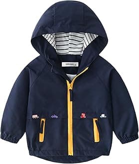 Toddler Boys Windbreaker Casual Outerwear Kids Lightweight Zip Hooded Jacket Baby Cute Dust Coat