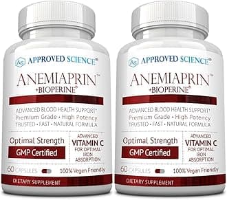 Anemiaprin - Absorbable Iron, Vitamin C - Gentle On Stomach - 120 Capsules - 2 Month Supply - Non-GMO, Vegan