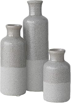 Sullivans Two-Toned Grey Ceramic Vase Set, Farmhouse Decor, Home Decorative Vases for Your Kitchen, Bedroom, Office, Living Room, Bathroom, & Shelf Centerpiece Table Decorations (CM2859)