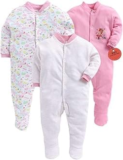 EIO® 100% Cotton Rompers/Sleepsuits/Jumpsuit/Night Suits for Newborn Baby Boys & Girls Pack of 3