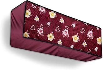 Polyester Split Ac Cover Indoor Unit For 1 Ton Capacity Ac, All Weather Cover/Attractive Digital Prints/Dustproof/Water Resistant Ac Cover (Maroon Flower)