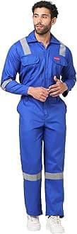 MEN'S COTTON INDUSTRIAL BOILER SUIT (COVERALLS) WITH REFLECTIVE TAPE, 200 GSM, SIZE 44-2XL, ROYAL BLUE.