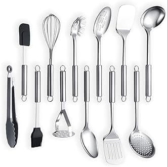 Berglander Cooking Utensil Set 12 Piece Stainless Steel Kitchen Tool Set, Include Cooking Spoon, Spatula, Whisk, Cooking Tong and etc (12 Pieces)